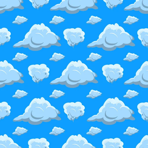 Nahtlose Musterwolken. Wolken isoliert auf blauem Hintergrund. flache Designvektorillustration — Stockvektor