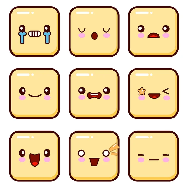 Set di Emoticons. Set di Emoji. Isolato su sfondo bianco Design piatto Vector Illustrazione — Vettoriale Stock