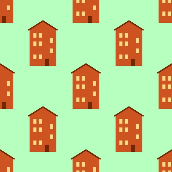 Seamless pattern with houses. Bright vector decorative houses. Flat design Vector Illustration — Stock Vector