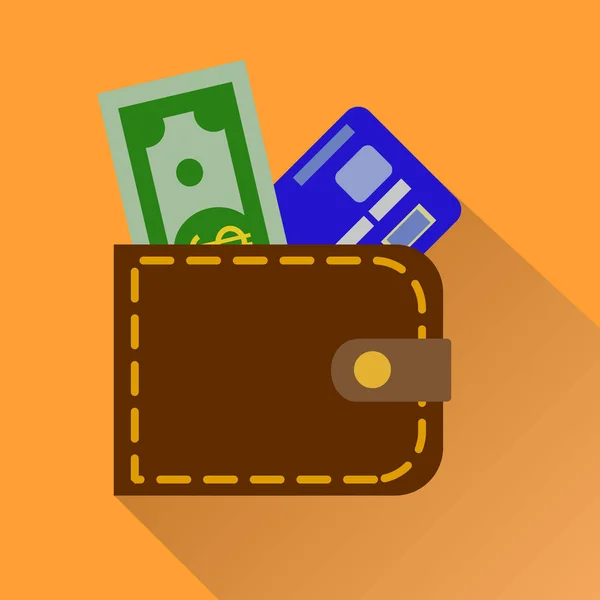 Wallet icon in color. Money case cash shopping
