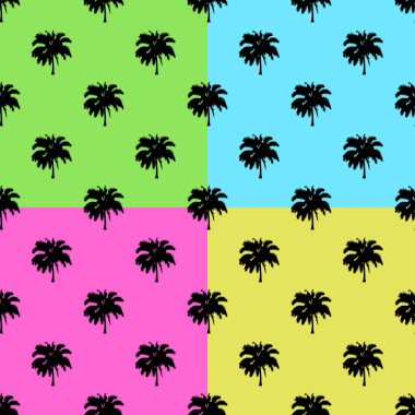 Palm ağaçlar ayarla üzerinde arka plan - sorunsuz palmiye ağacı vektör desen arka plan renkleri vektör. Hawaiian Tekstil dekor.