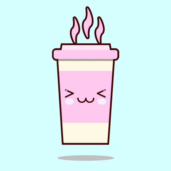 Une tasse de café. Mignon kawaii souriant et amical caractère café. Icône dessinée à la main, style dessin animé — Photo