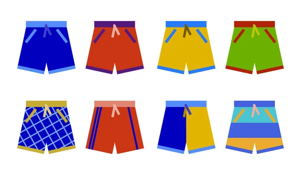 Swim shorts samling. badbyxor ställa ikonen platt design — Stockfoto