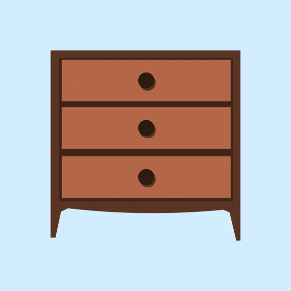 Wooden light brown chest of drawers. Made of natural materials. Vintage retro style furniture. Flat design Vector Illustration — Stock Vector