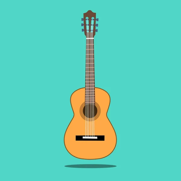 Klassisk akustisk gitarr. Isolerade siluett klassisk gitarr. Vektorillustration i platt stil. — Stock vektor