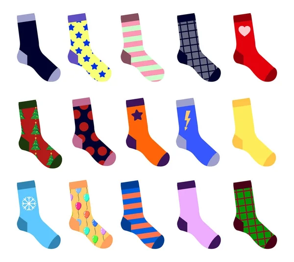 Bunte Socken Set. mit Bild. flache Designvektorillustration — Stockvektor