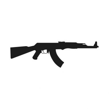 Saldırı tüfeği simgesi üzerinde beyaz izole... Kalaşnikof saldırı tüfeği Ak-47. Vektör çizim