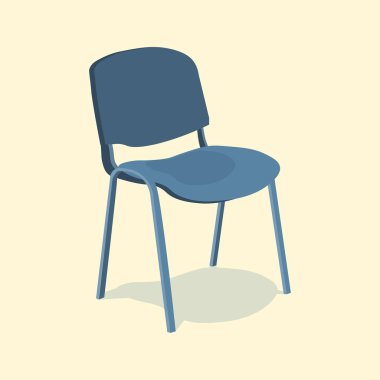 Sandalye tek nesne gerçekçi uygulama projesi. Üzerinde mavi arka plan izole. 3D vektör çizim