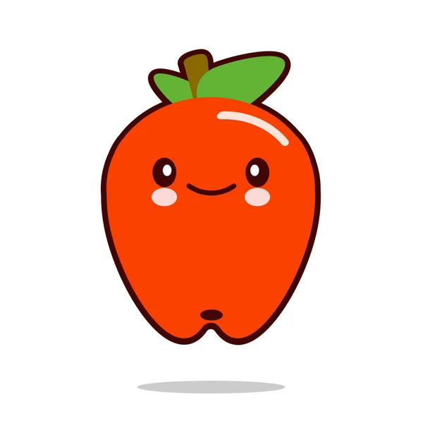 Icono de personaje de dibujos animados de fruta de manzana kawaii Diseño plano —  Fotos de Stock