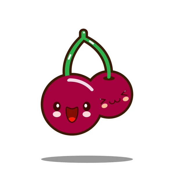 Cherry tecknad karaktär ikon kawaii platt design — Stockfoto