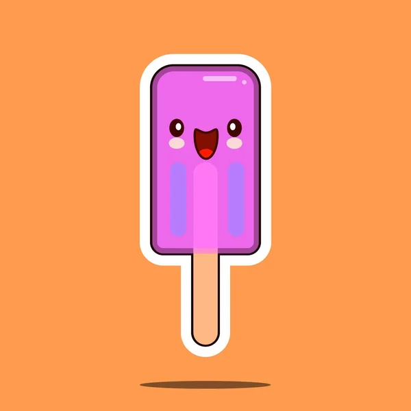 Kawaii icecream charakter roztomilý obličej ikona. — Stock fotografie