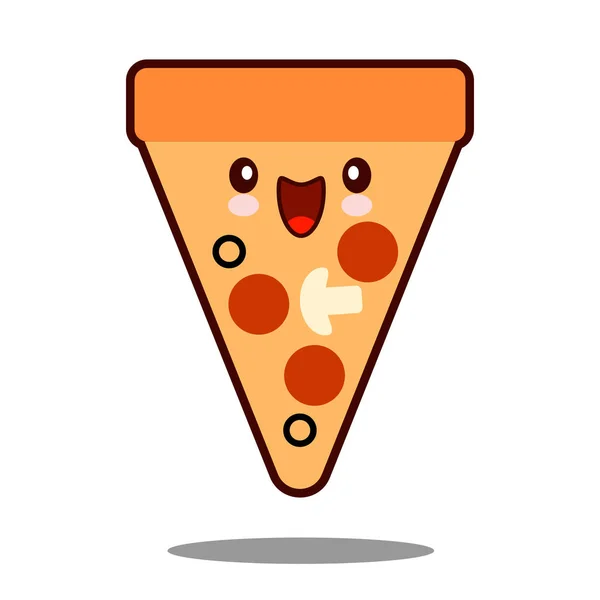 Pizza kreslená postava ikona kawaii rychlého občerstvení plochý design — Stock fotografie