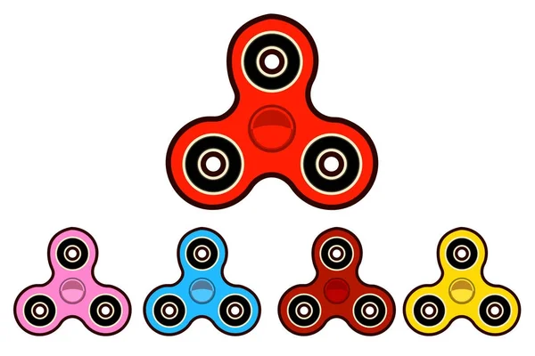 Set von Handspinnmaschinen. Fidget Spinner in verschiedenen Farben. flache Bauweise — Stockfoto