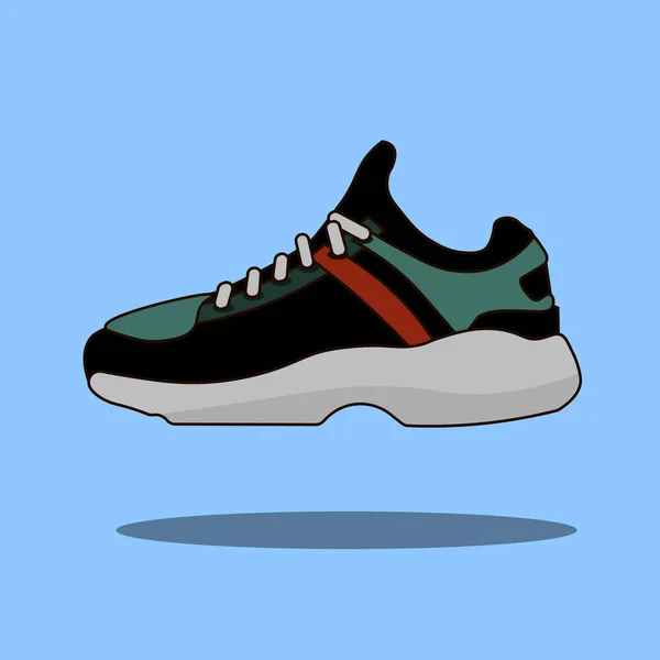 Kék háttér elszigetelt lapos stílusú cipők ikonra. Cipő szimbólum vektor stock illusztráció. — Stock Vector
