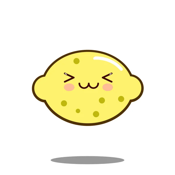 귀여운 레몬 과일 만화 캐릭터 아이콘 귀여운 플랫 디자인 — 스톡 사진