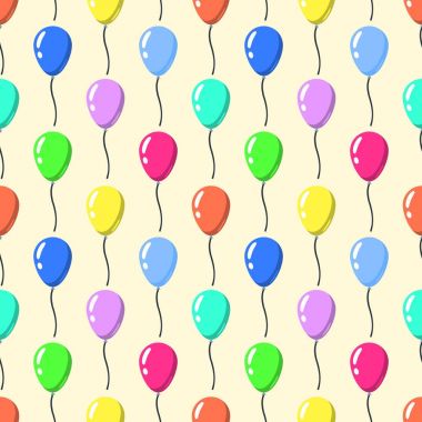 Parti balonları desen sorunsuz. Çizgi film balon celebation sarı arka plan düz tasarımı