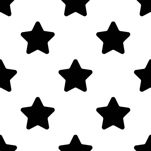 Estrellas patrón inconsútil negro sobre fondo blanco Diseño plano —  Fotos de Stock