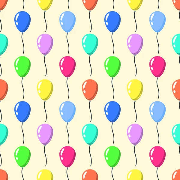 Party balloons pattern seamless . Cartoon balloons celebation on yellow background Flat design