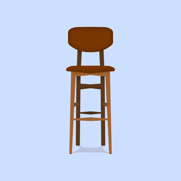 Sedia da bar in legno su sfondo blu dettagliato singolo oggetto disegno realistico vettoriale illustrazione — Vettoriale Stock