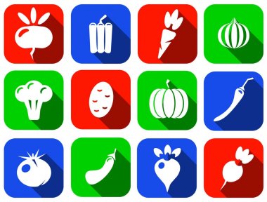 Arka plan vektör çizim üzerinde düz ayarlamak izole sebze simgeler beyaz