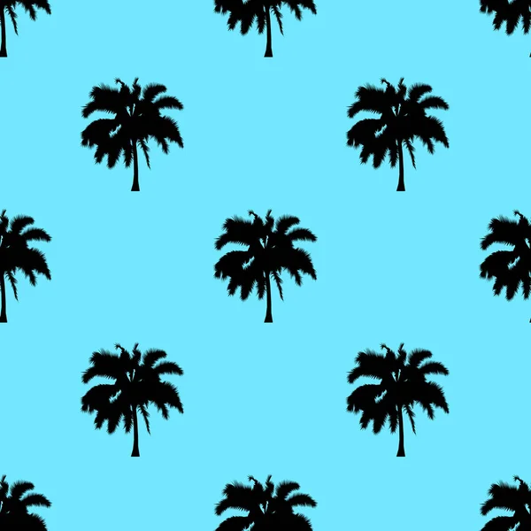 Palm tree pattern seamless texture isolated on blue background. Simple illustration of palm tree for any web or textile. — Stock Photo, Image