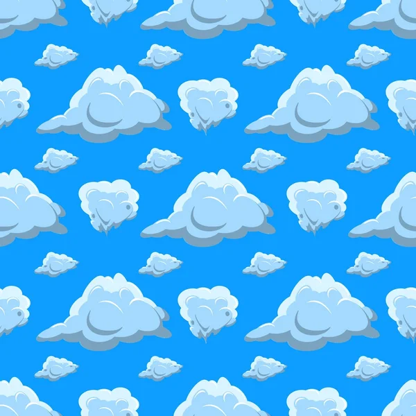 Patrón sin costuras Nubes. Nubes aisladas sobre fondo azul. Ilustración plana — Foto de Stock