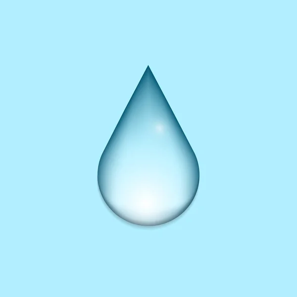 Icona blu lucido goccia d'acqua su sfondo blu. Illustrazione vettoriale — Vettoriale Stock