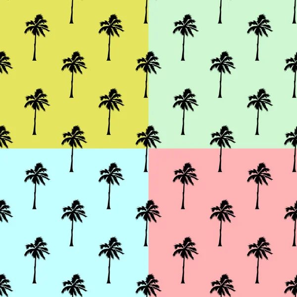 Palm Trees Set Background - Seamless palm tree  pattern set on a colors background, Hawaiian textile — Stock Photo, Image
