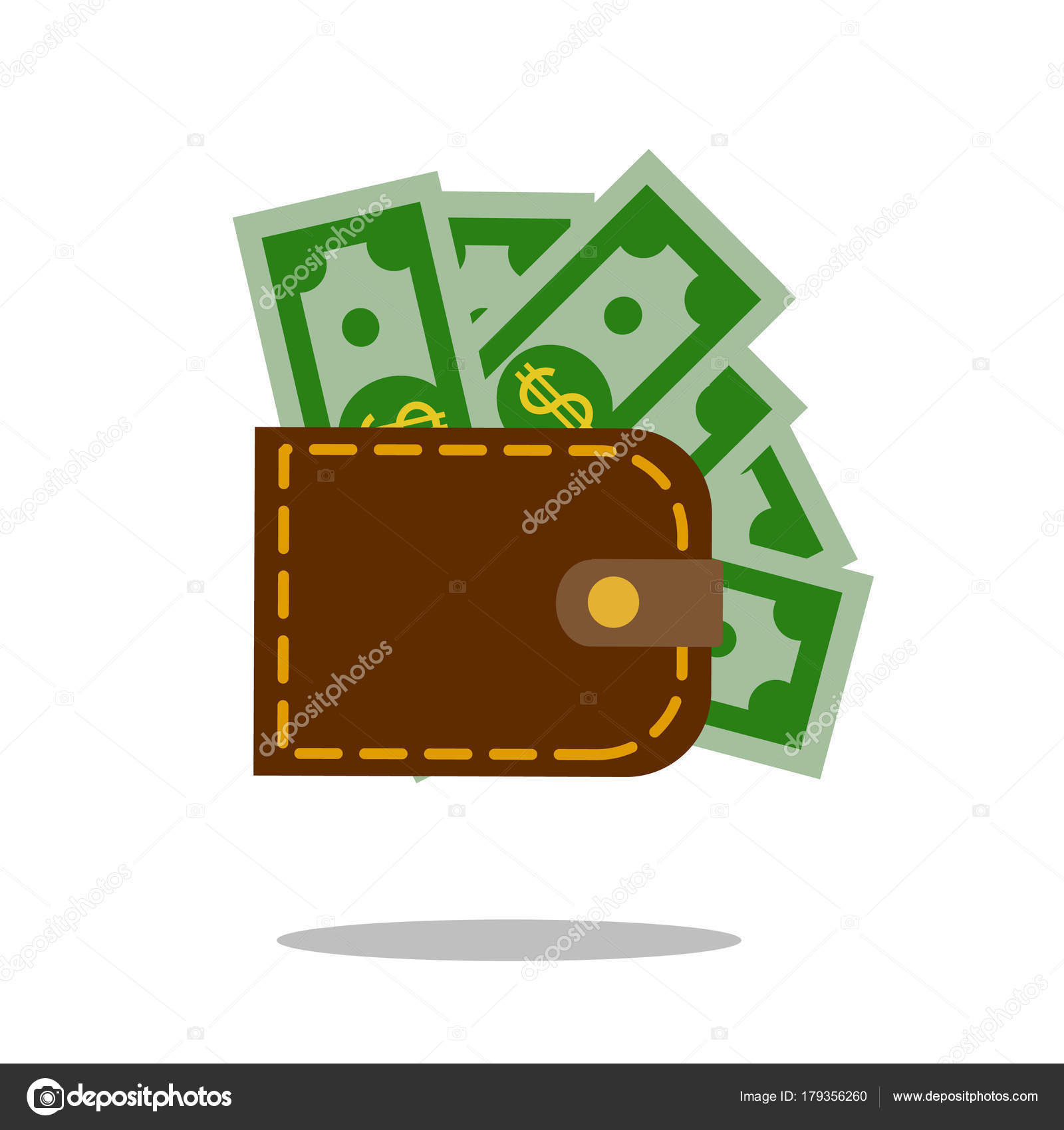 Portemonnaie aus Leder. Geldbörse-Symbol Vektor. Geld ...