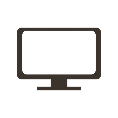 Beyaz arka plan üzerinde izole bilgisayar monitör simgesini geniş ekran. Düz Pc sembolü. Vektör çizim,