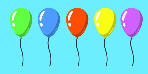 Set vectorial de globos aislados de estilo plano para celebración y decoración sobre fondo azul. Ilustración vectorial — Archivo Imágenes Vectoriales