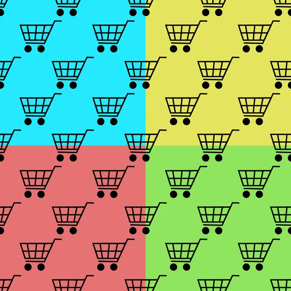 Conjunto de patrones sin costura del carrito de compras aislado en fondos de colores. Diseño plano Ilustración — Foto de Stock