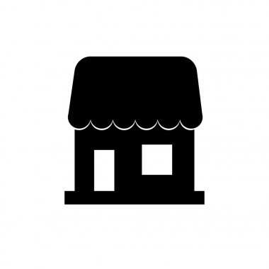 Mağaza, satıcı, iş işareti göstermek için basit bir simgesi beyaz arka plan üzerinde Göl kenarında siluet. Grafik tasarım için trendy düz stil logosu