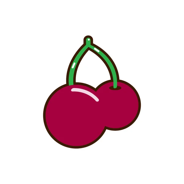 Красный вишневый вектор. Необычный дизайн вишни. Красная вишня на белом фоне — стоковый вектор