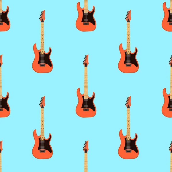 Patrón de guitarra eléctrica sin costura sobre fondo azul claro. Instrumento de música. Diseño plano Ilustración — Foto de Stock