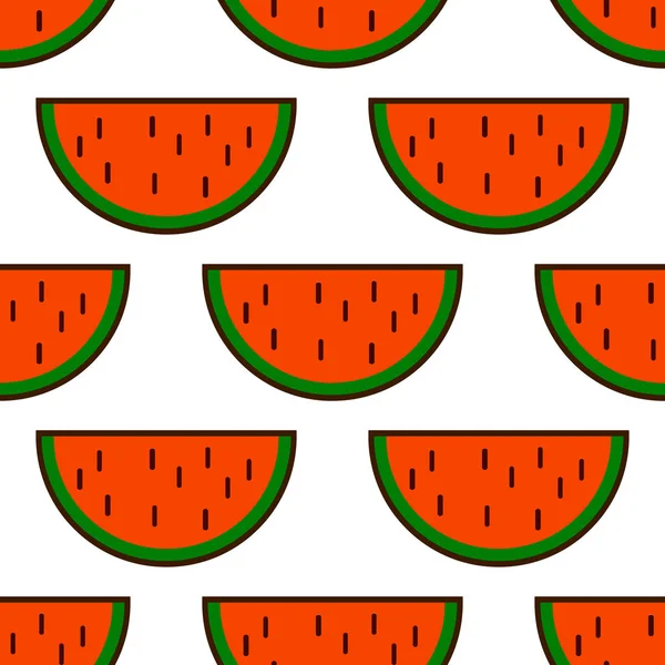 Wassermelonenscheiben-Muster. Sommer frisch. leckere Dekoration Textur. Beerensüßfrucht. Frische Bio-Lebensmittel flache Vektor Illustration — Stockvektor