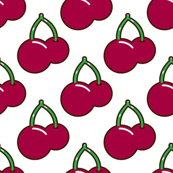 Seamless pattern cherries fruit food on white background vector wallpaper textile Illustration — Stock Vector