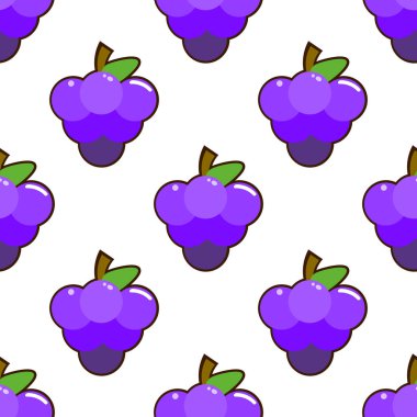 Üzüm ile Dikişsiz desen demet beyaz zemin üzerine bırakır. Düz vektör çizim