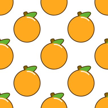 Beyaz arka planda turuncu meyve ile Seamless modeli. Düz vektör çizim