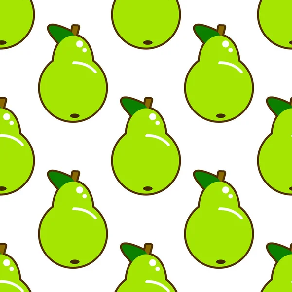 Seamless pattern with green pear on white background. Flat vector illustration — Stock Vector