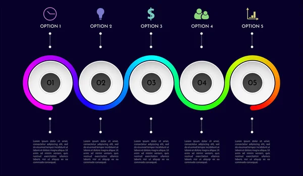 Modelo de infográfico de negócios de apresentação com 5 opções. — Fotografia de Stock