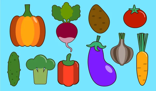 Légumes plats icônes ensemble. Concepts de conception plats colorés pour les bannières Web, les sites Web, les matériaux imprimés, l'illustration infographique — Photo