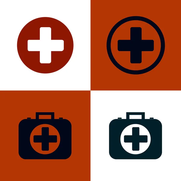 Kříže a první pomoc lékárničky. Sada možností lékařských symboly. Plochá stavba vektorové ilustrace — Stockový vektor