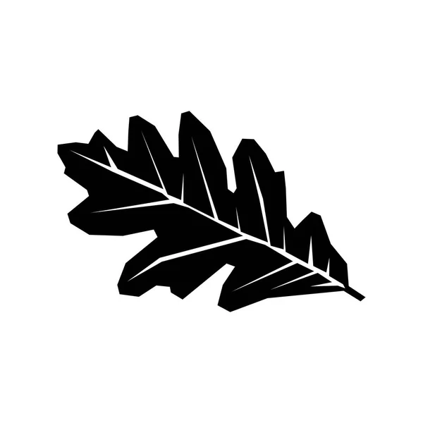 오크 잎 검은 실루엣 아이콘 흰색 배경 그림에 고립. 서명 합니다. 아트 로고 디자인 — 스톡 벡터