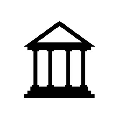 Court house simge, düz işareti, katı piktogram beyaz izole. Tarihi bina sembolü, logo illüstrasyon