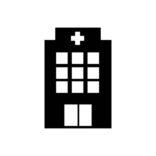 Nemocnice ikonu kříž, budování izolované lidské lékařského pohledu. Moderní ploché styl pro grafický design, loga, webové stránky, sociální média, Ui — Stock fotografie