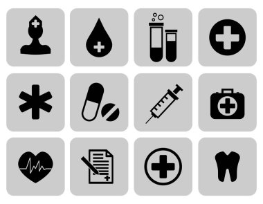 Tıbbi Icons set. İlk yardım simgesi. illüstrasyon