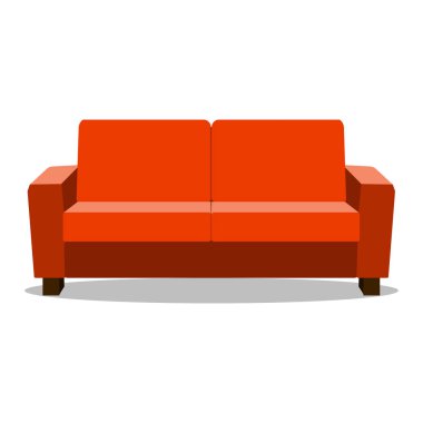 Modern oturma odası resepsiyonu için kırmızı deri kanepe ya da tek bir nesne gerçekçi tasarım tasarımı illüstrasyonu