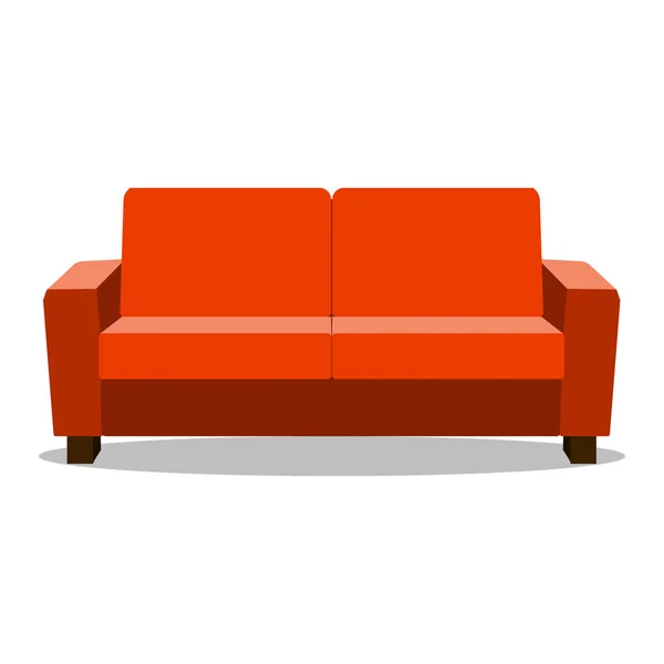 Red leather luxury sofa for modern living room reception or lounge single object realistic design vector illustration — Stock Vector