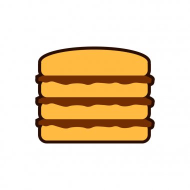 Taze lezzetli sıcak krep tatlı akçaağaç şurubu ile. Arka plan üzerinde izole karikatür simgesi. Düz illüstrasyon